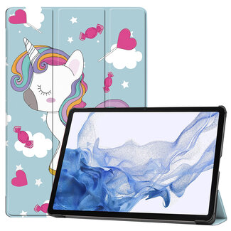 Case2go Case2go - Tablet hoes geschikt voor Samsung Galaxy Tab S9 Plus (2023) - Tri-Fold Book Case - Eenhoorn