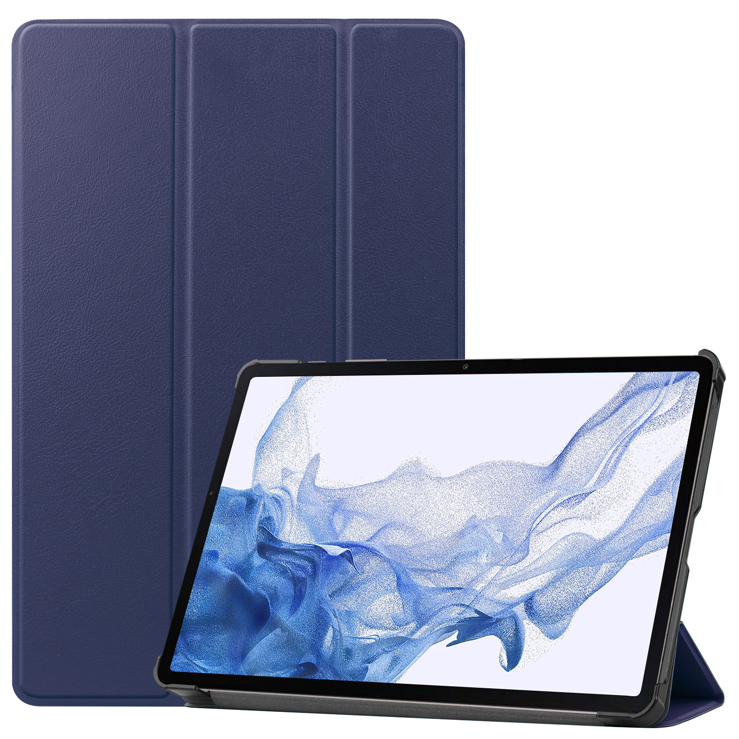 Case2go - Tablet hoes geschikt voor Samsung Galaxy Tab S9 Plus (2023) - Tri-Fold Book Case - Donker Blauw afbeelding