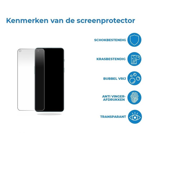 Case2go - Screenprotector geschikt voor One Plus 2T 5G - Case Friendly - Gehard Glas - Transparant