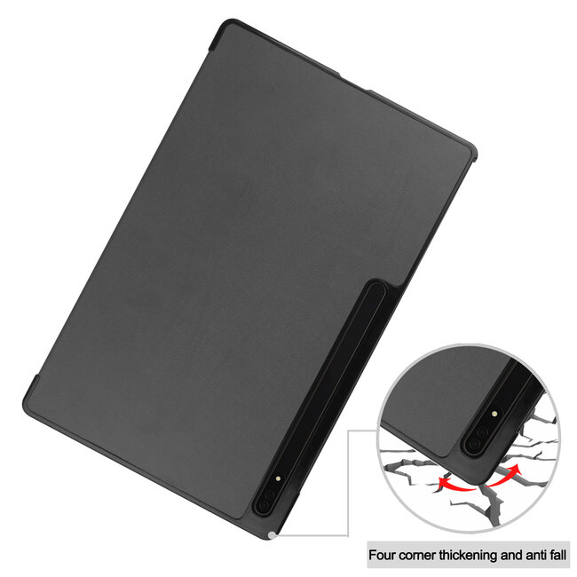 Case2go - Tablet hoes geschikt voor Samsung Galaxy Tab S9 Ultra (2023) - Tri-Fold Book Case - Grijs