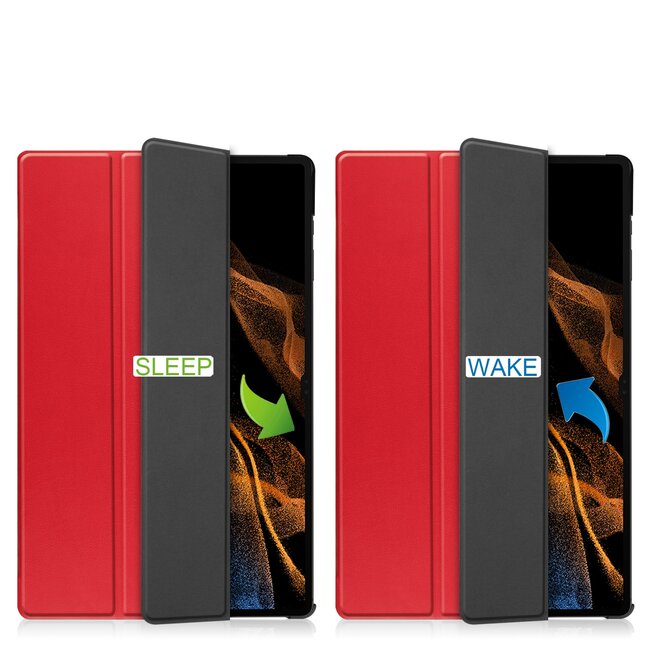 Case2go - Tablet hoes geschikt voor Samsung Galaxy Tab S9 Ultra (2023) - Tri-Fold Book Case - Rood
