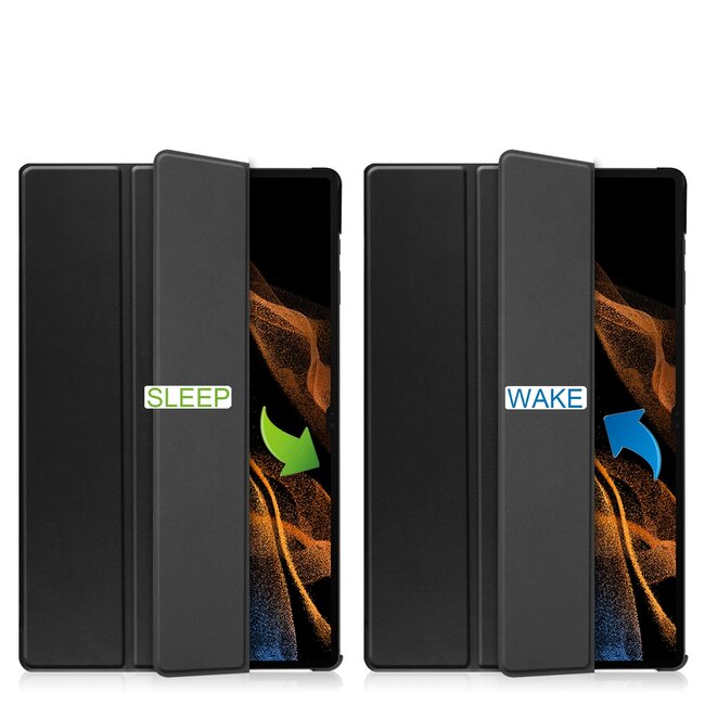 Case2go - Tablet hoes geschikt voor Samsung Galaxy Tab S9 Ultra (2023) - Tri-Fold Book Case - Zwart