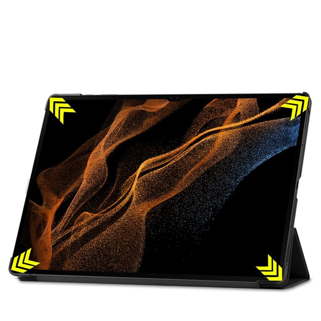 Case2go - Tablet hoes geschikt voor Samsung Galaxy Tab S9 Ultra (2023) - Tri-Fold Book Case - Zwart