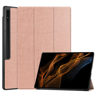 Case2go Case2go - Tablet hoes geschikt voor Samsung Galaxy Tab S9 Ultra (2023) - Tri-Fold Book Case - Rose Goud