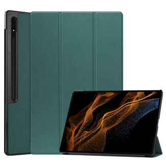 Case2go Case2go - Tablet hoes geschikt voor Samsung Galaxy Tab S9 Ultra (2023) - Tri-Fold Book Case - Donker Groen