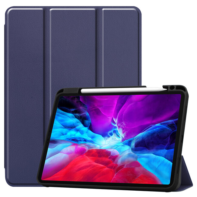 Case2go - Hoes voor de Apple iPad Pro 11 inch (2022) - Tri-Fold Book Case - met Apple Pencil Houder - Donker Blauw