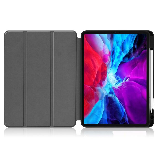 Case2go - Hoes voor de Apple iPad Pro 11 inch (2022) - Tri-Fold Book Case - met Apple Pencil Houder - Donker Blauw
