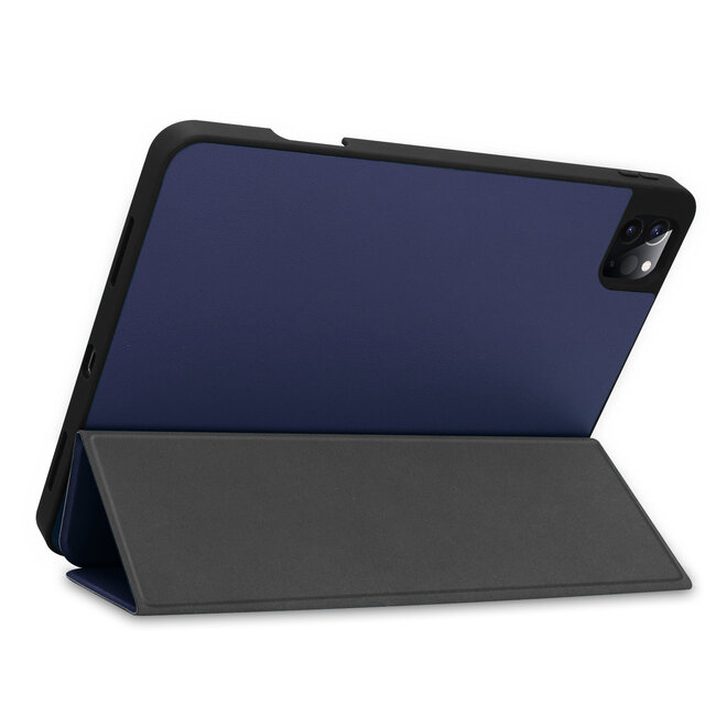 Case2go - Hoes voor de Apple iPad Pro 11 inch (2022) - Tri-Fold Book Case - met Apple Pencil Houder - Donker Blauw
