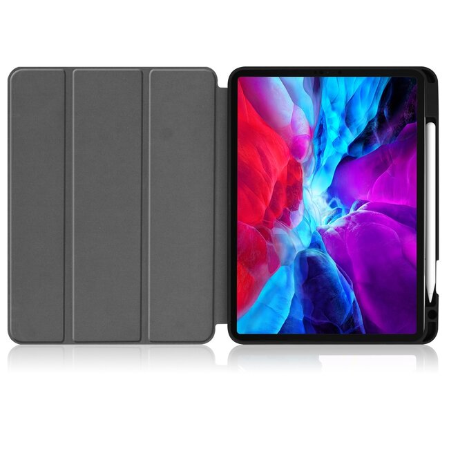 Case2go - Hoes voor de Apple iPad Pro 11 inch (2022) - Tri-Fold Book Case - met Apple Pencil Houder - Rood