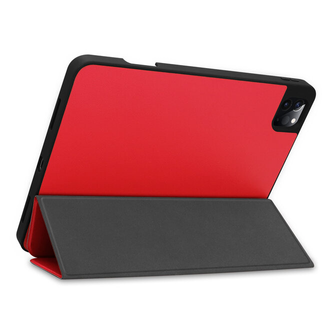 Case2go - Hoes voor de Apple iPad Pro 11 inch (2022) - Tri-Fold Book Case - met Apple Pencil Houder - Rood
