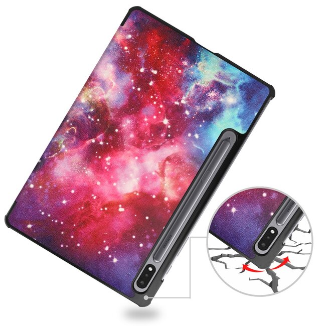 Tablethoes en Screenprotector geschikt voor Samsung Galaxy Tab S9 Plus (2023) - Tri-fold hoes met Auto/Wake functie en Magnetische sluiting - Galaxy