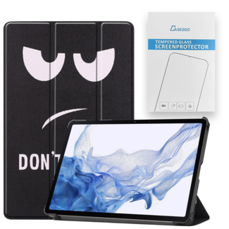 Case2go Tablethoes en Screenprotector geschikt voor Samsung Galaxy Tab S9 Plus (2023) - Tri-fold hoes met Auto/Wake functie en Magnetische sluiting - Don't Touch Me