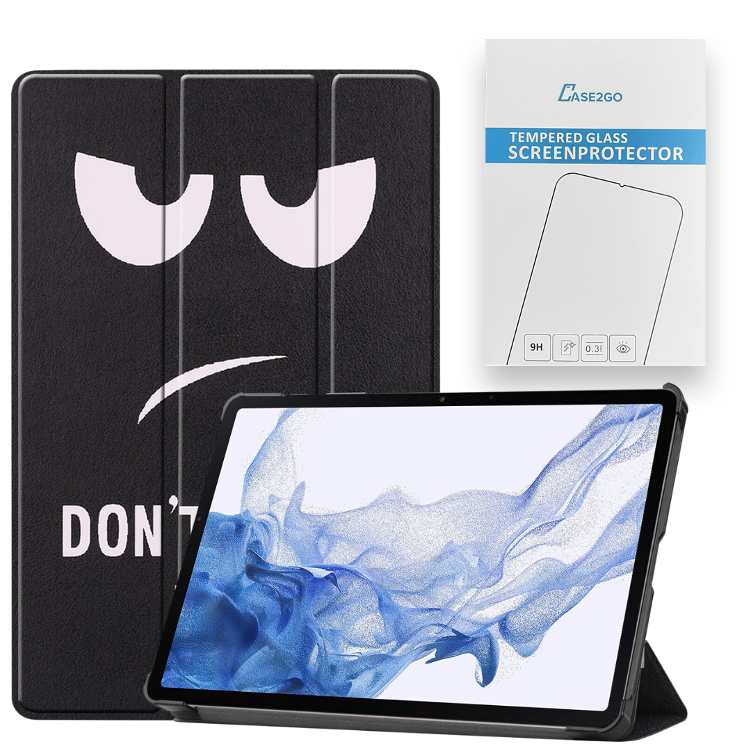 Tablethoes en Screenprotector geschikt voor Samsung Galaxy Tab S9 Plus (2023) - Tri-fold hoes met Auto/Wake functie en Magnetische sluiting - Don't Touch Me afbeelding