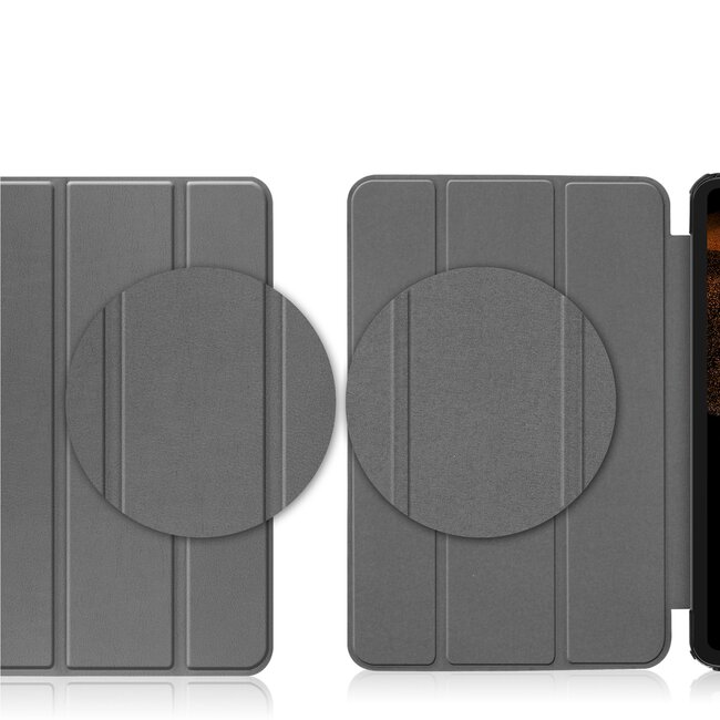 Tablethoes en Screenprotector geschikt voor Samsung Galaxy Tab S9 Ultra (2023) - Tri-fold hoes met Auto/Wake functie en Magnetische sluiting - Grijs