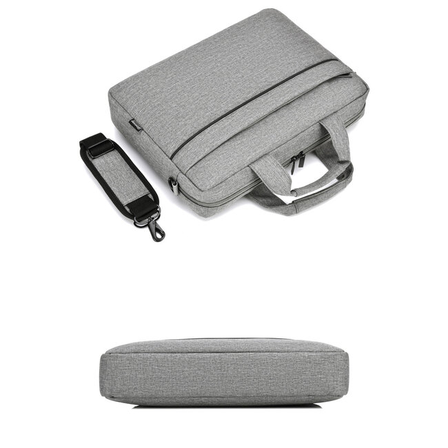 Case2go - Laptoptas 15.6 Inch - Schooltas - Extra vakken - Met Verstelbare Schouderband - Grijs