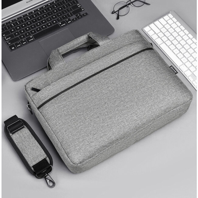 Case2go - Laptoptas 15.6 Inch - Schooltas - Extra vakken - Met Verstelbare Schouderband - Grijs