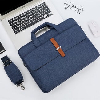 Case2go Case2go - Laptoptas 15.6 Inch - Schooltas - Met Extra Voorvak - Met Verstelbare Schouderband - Donker Blauw