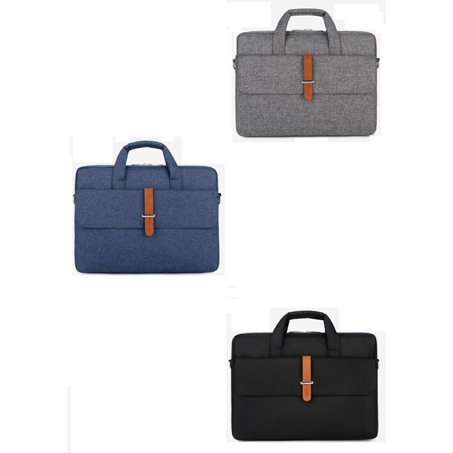 Case2go - Laptoptas 15.6 Inch - Schooltas - Met Extra Voorvak - Met Verstelbare Schouderband - Donker Blauw
