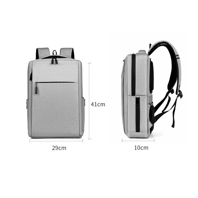 Case2go - Rugzak 15.6 Inch - Rugtas Met Verstelbare Schouderbanden - Extra vakken - Waterafstotend - Grijs