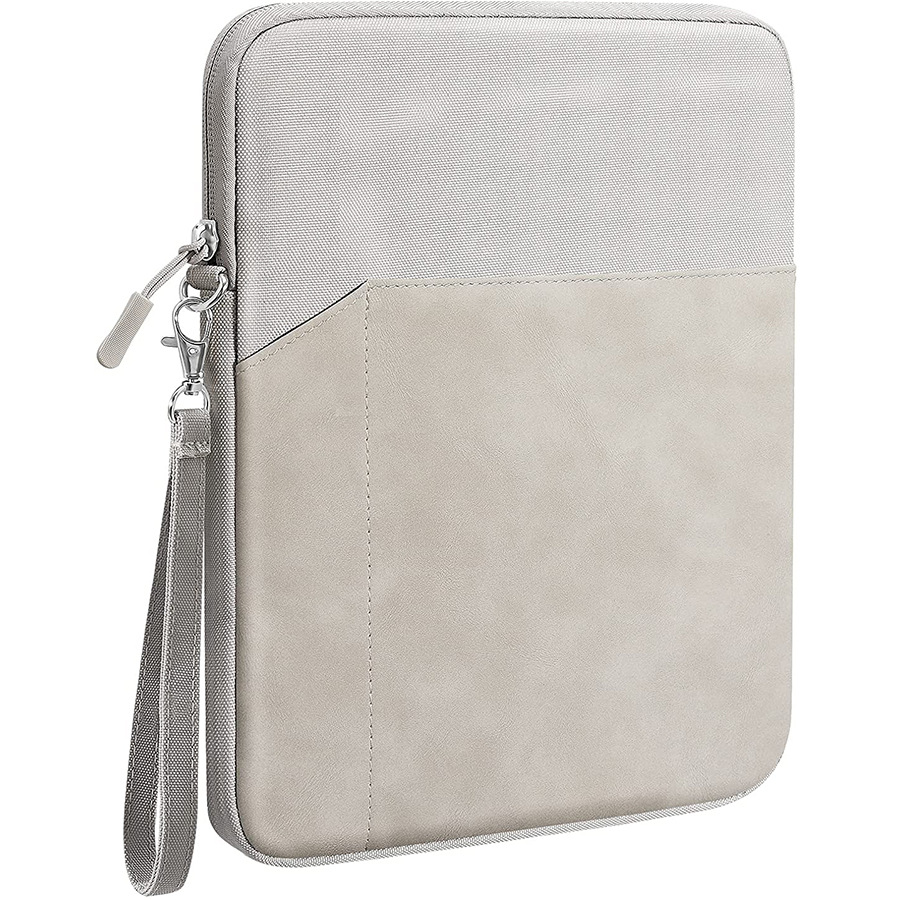 Case2go - Laptopsleeve 9.7 Inch - Laptop sleeve - Met Koort - Voorvak - Waterafstotend - Licht Grijs afbeelding