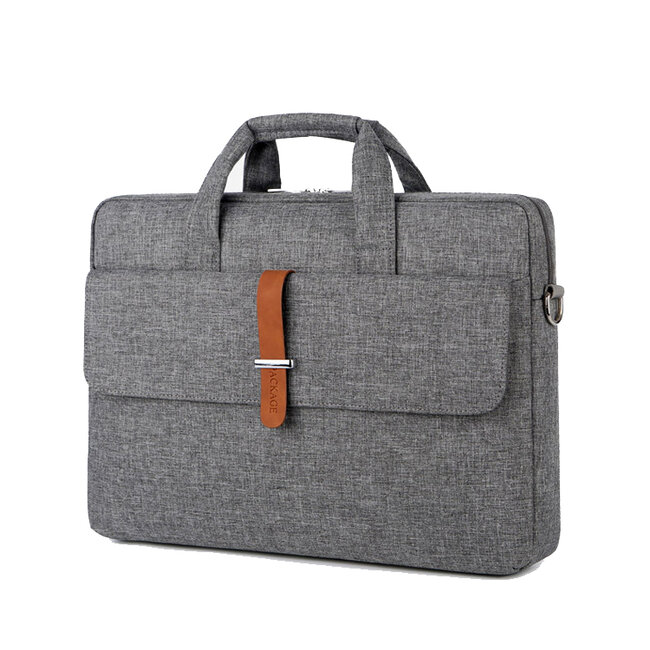 Case2go - Laptoptas 15.6 Inch - Schooltas - Met Extra Voorvak - Met Verstelbare Schouderband - Grijs