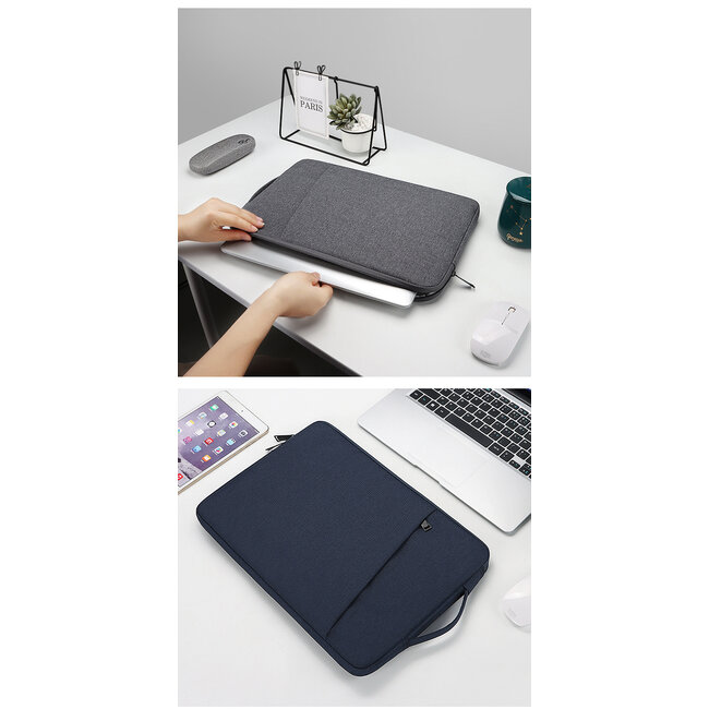 Case2go - Laptoptas 15.4 Inch - Schooltas - Extra vakken - Met Verstelbare Schouderband - Donker Grijs