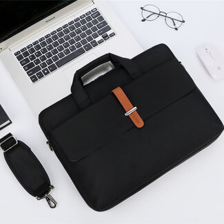 Case2go Case2go - Laptoptas 15.6 Inch - Schooltas - Met Extra Voorvak - Met Verstelbare Schouderband - Zwart