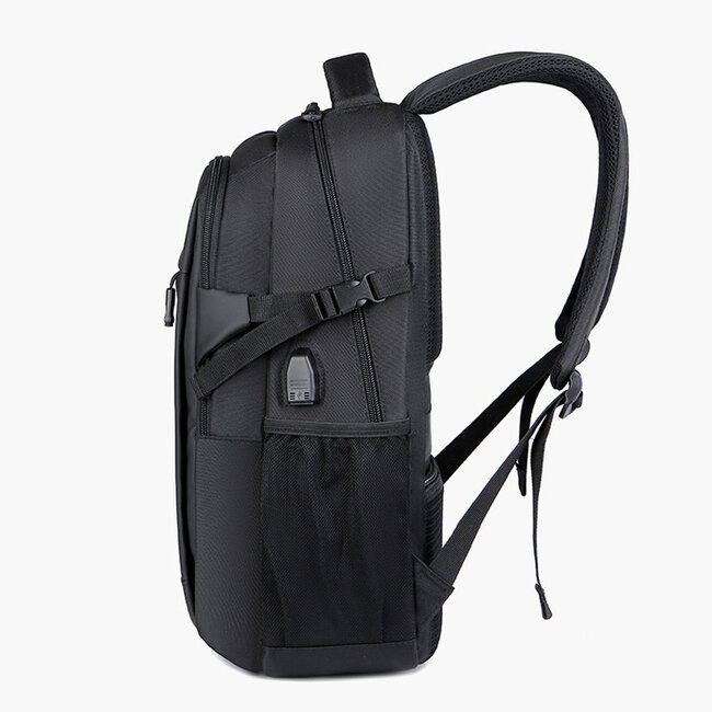 Case2go - Rugzak 15.6 Inch - Met Schouderbanden - Met Extra vakken - Vak bij rug - Waterafstotend - Zwart