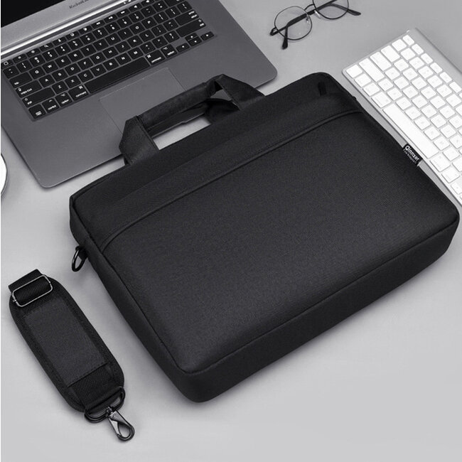 Case2go - Laptoptas 15.6 Inch - Schooltas - Extra vakken - Met Verstelbare Schouderband - Zwart