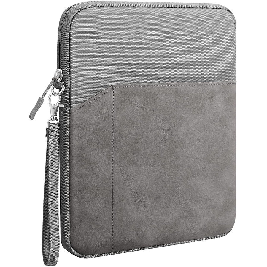 Case2go - Laptopsleeve 9.7 Inch - Laptop sleeve - Met Koort - Voorvak - Waterafstotend - Donker Grijs afbeelding