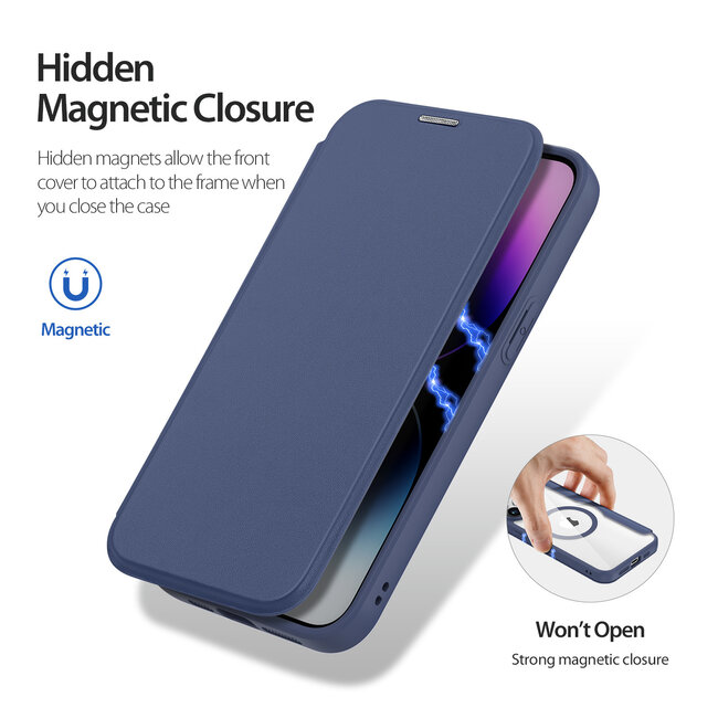 Dux Ducis - iPhone 15 Pro Max Hoesje - Geschikt voor Magsafe - Book Case - Blauw