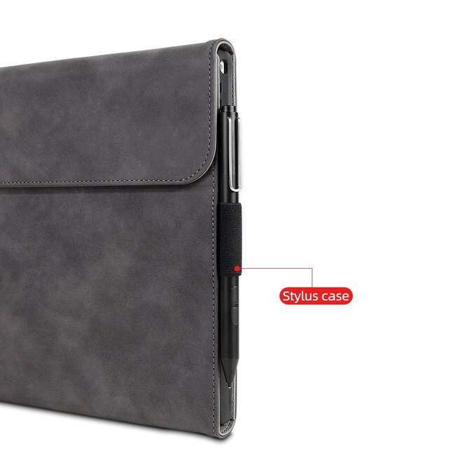 Hoes geschikt voor Microsoft Surface Pro 8 - Tri-Fold Book Case met tas voor oplader - Set van 2 - 13 inch - Donker Blauw