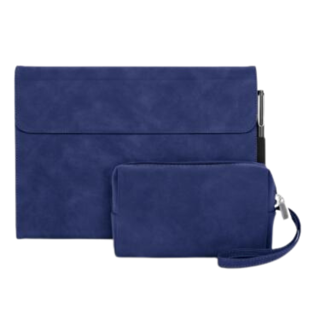 Hoes geschikt voor Microsoft Surface Go 1/2/3/4 - Tri-Fold Book Case met tas voor oplader - Set van 2 - 10.5 inch - Donker Blauw afbeelding