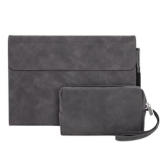 Case2go Hoes geschikt voor Microsoft Surface Go 1/2/3 - Tri-Fold Book Case met tas voor oplader - Set van 2 - 10.5 inch - Grijs