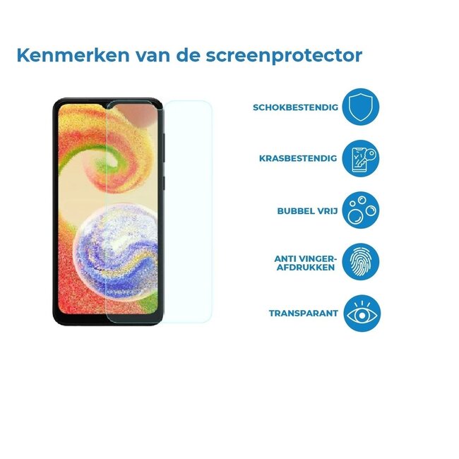 Case2go - Screenprotector geschikt voor Samsung Galaxy A04 - Case Friendly - Gehard Glas - Transparant
