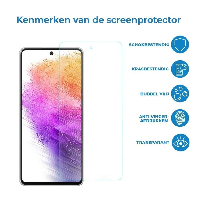 Screenprotector voor Samsung Galaxy A73 5G - Case Friendly - Gehard Glas - Transparant