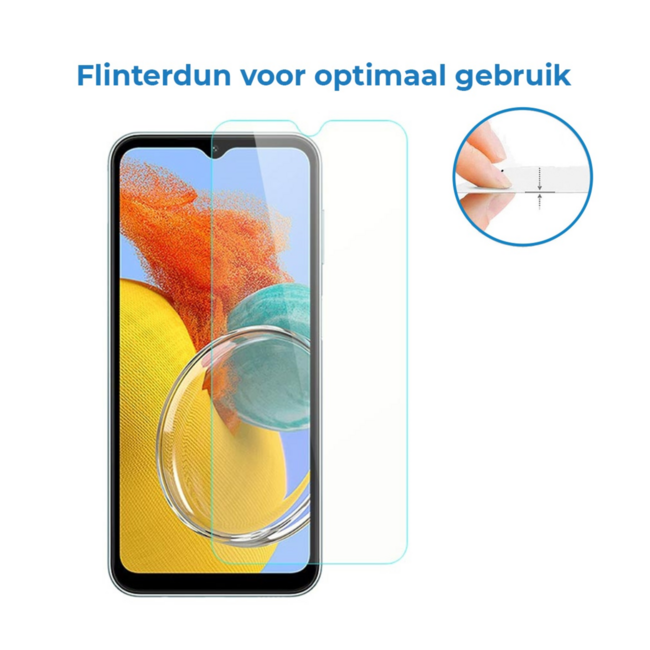 Case2go - Screenprotector geschikt voor Samsung Galaxy M14 - Case Friendly - Gehard Glas - Transparant