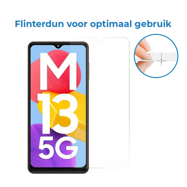 Case2go - Screenprotector geschikt voor Samsung Galaxy M13 5G - Case Friendly - Gehard Glas - Transparant