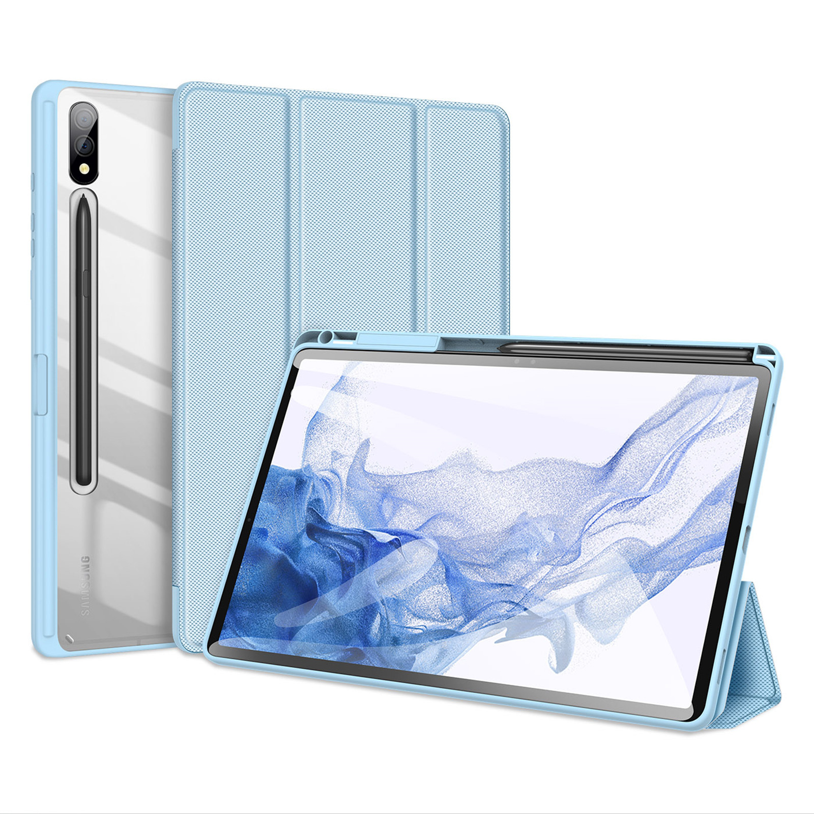 Dux Ducis - Tablet hoes geschikt voor Samsung Galaxy Tab S9 Plus/S9 FE Plus (2023) - Toby Series - Auto Sleep/Wake functie - Tri-Fold Book Case - Licht Blauw afbeelding