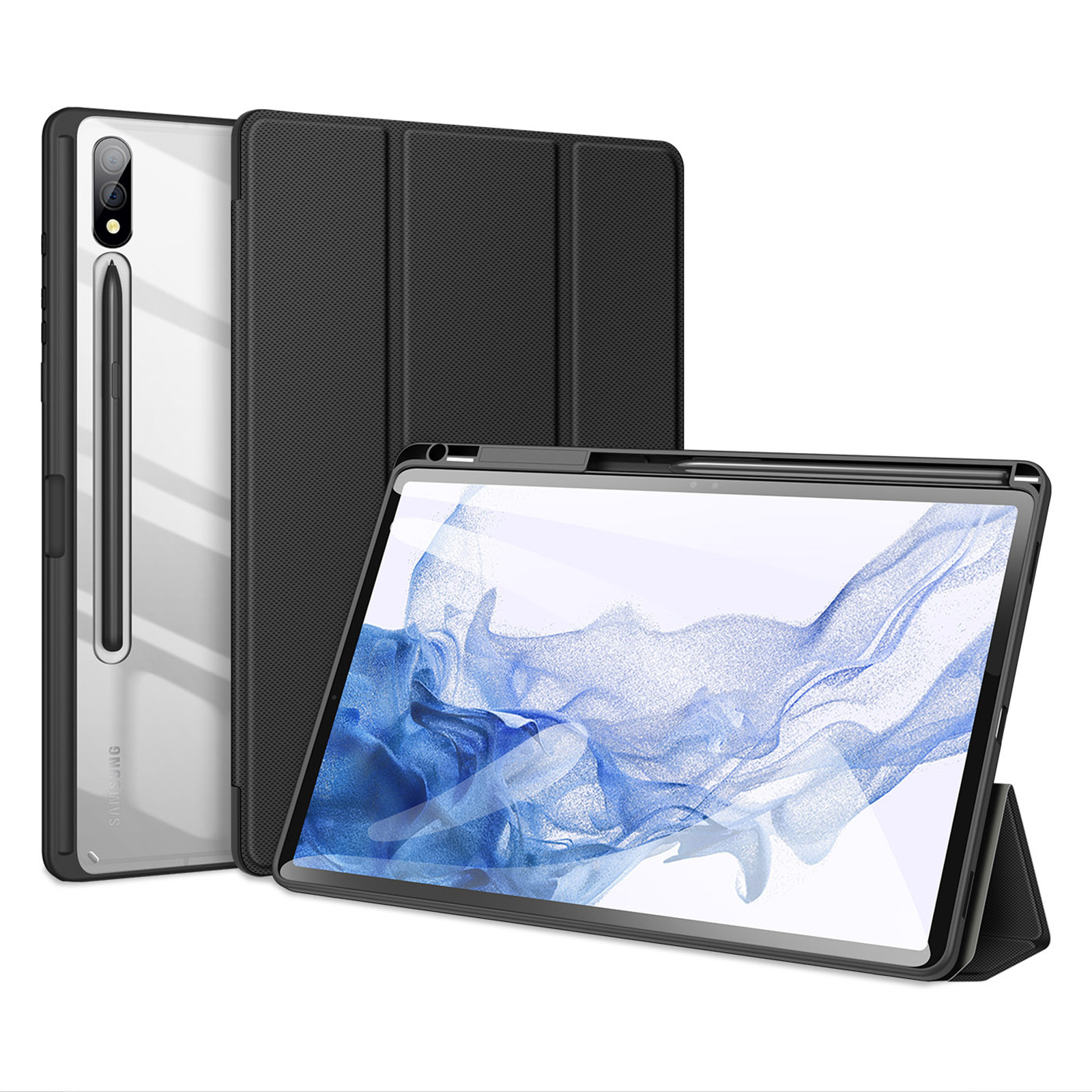 Dux Ducis - Tablet hoes geschikt voor Samsung Galaxy Tab S9 Plus/S9 FE Plus (2023) - Toby Series - Auto Sleep/Wake functie - Tri-Fold Book Case - Zwart afbeelding