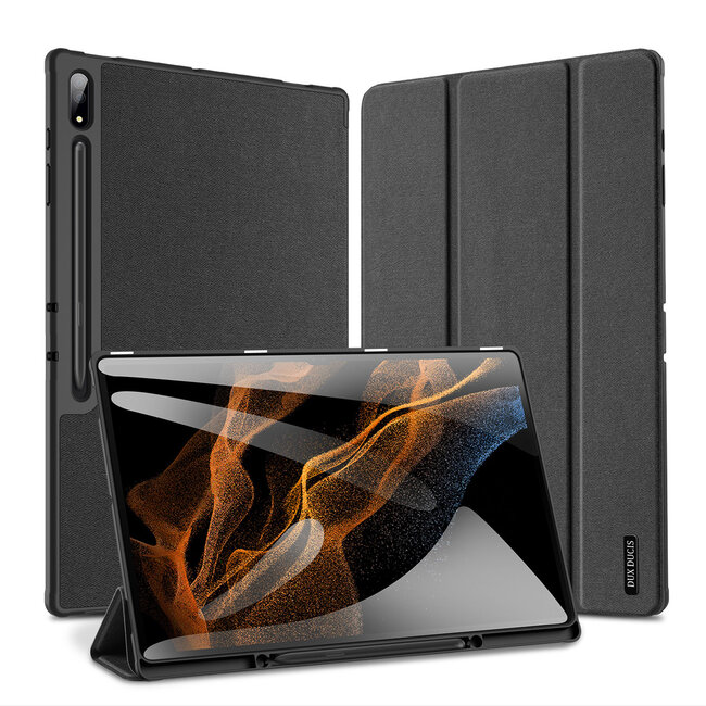 Dux Ducis - Tablet hoes geschikt voor Samsung Galaxy Tab S9 Ultra (2023) - Domo Book Case - Auto Wake/Sleep functie - Zwart