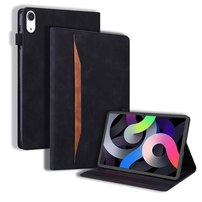 Case2go - Tablet hoes geschikt voor Apple iPad 11 (2025) A16 / Apple iPad 10.9 (2022) - Business Wallet Book Case - Met pasjeshouder - Zwart