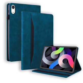 Case2go Case2go - Tablet hoes geschikt voor Apple iPad 11 (2025) A16 / Apple iPad 10.9 (2022) - Business Wallet Book Case - Met pasjeshouder - Donker Blauw