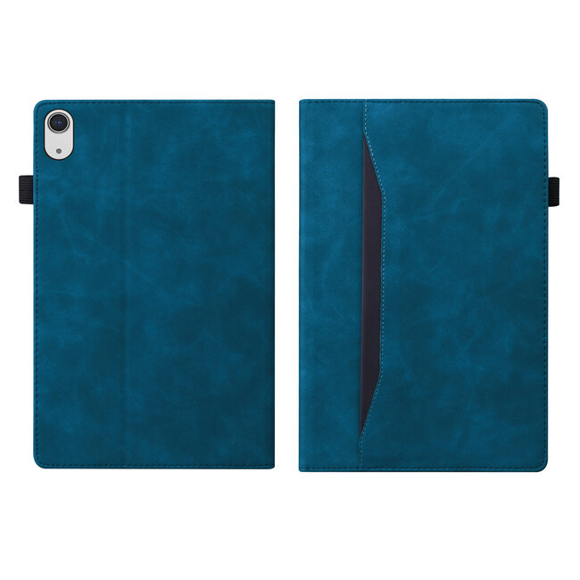 Case2go - Tablet hoes geschikt voor Apple iPad 11 (2025) A16 / Apple iPad 10.9 (2022) - Business Wallet Book Case - Met pasjeshouder - Donker Blauw