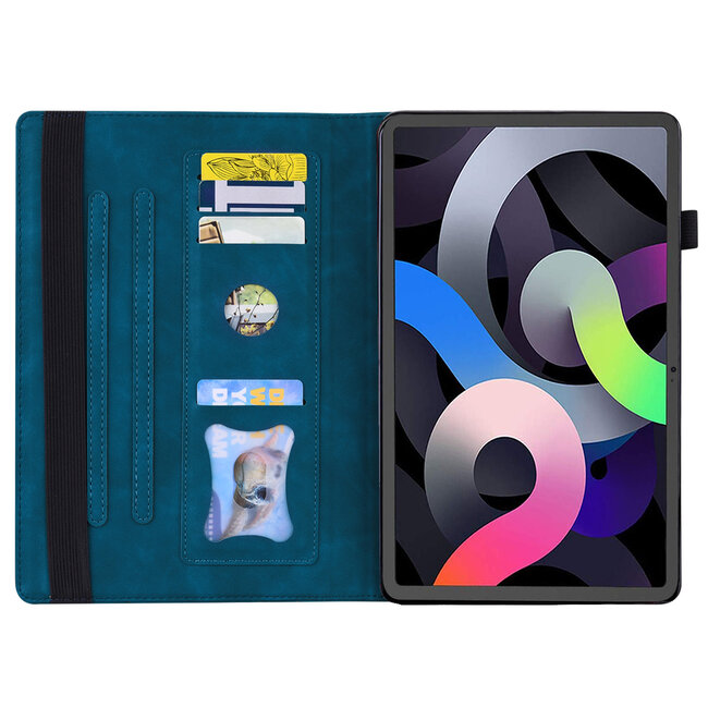 Case2go - Tablet hoes geschikt voor Apple iPad 11 (2025) A16 / Apple iPad 10.9 (2022) - Business Wallet Book Case - Met pasjeshouder - Donker Blauw