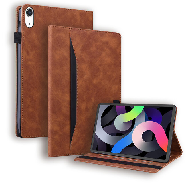 Case2go - Tablet hoes geschikt voor Apple iPad 11 (2025) A16 / Apple iPad 10.9 (2022) - Business Wallet Book Case - Met pasjeshouder - Bruin