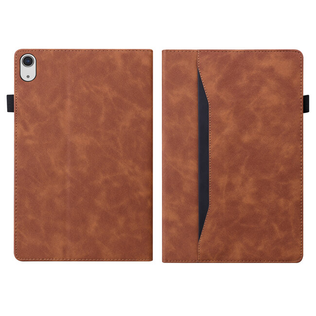 Case2go - Tablet hoes geschikt voor Apple iPad 11 (2025) A16 / Apple iPad 10.9 (2022) - Business Wallet Book Case - Met pasjeshouder - Bruin