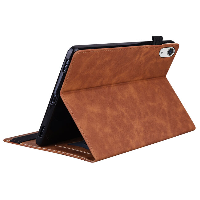 Case2go - Tablet hoes geschikt voor Apple iPad 11 (2025) A16 / Apple iPad 10.9 (2022) - Business Wallet Book Case - Met pasjeshouder - Bruin