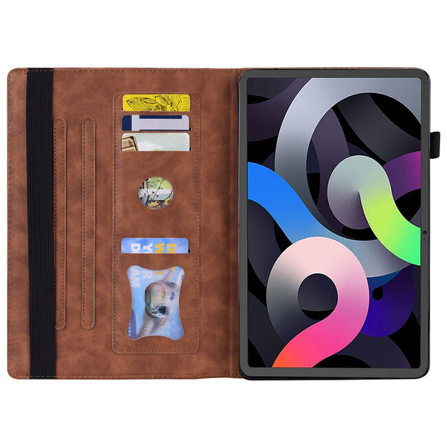 Case2go - Tablet hoes geschikt voor Apple iPad 11 (2025) A16 / Apple iPad 10.9 (2022) - Business Wallet Book Case - Met pasjeshouder - Bruin