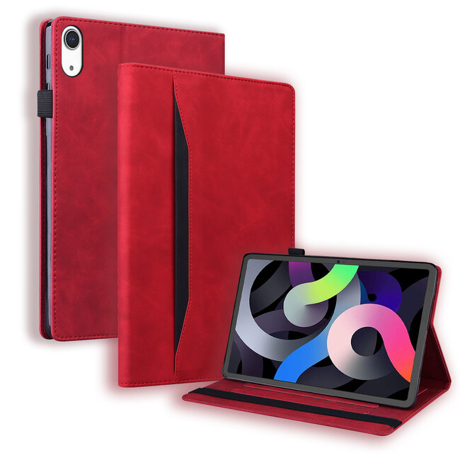 Case2go - Tablet hoes geschikt voor Apple iPad 11 (2025) A16 / Apple iPad 10.9 (2022) - Business Wallet Book Case - Met pasjeshouder - Rood